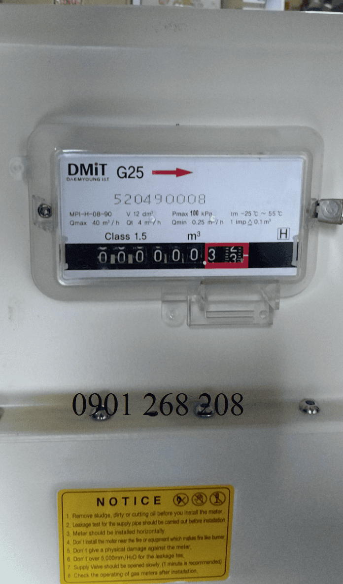 Đồng hồ đo lưu lượng dạng màng G25 100kPa Damyoung